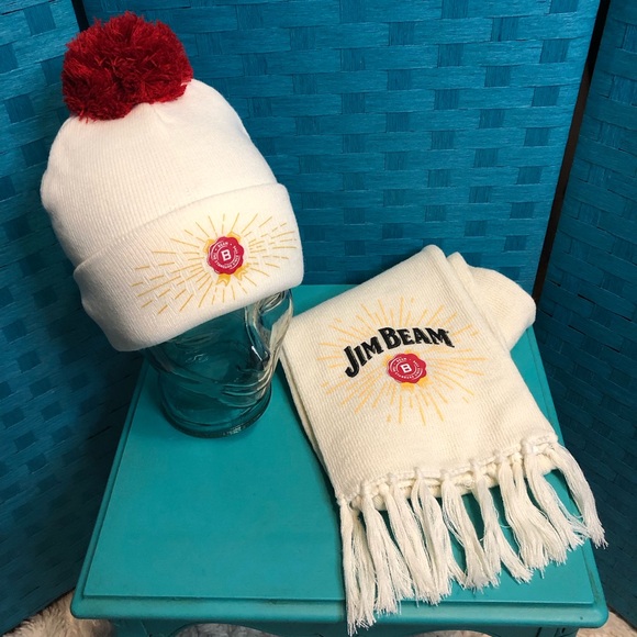 Jim Beam Hat And Scarf Set Cream Unisex- Brand New - Picture 2 of 10